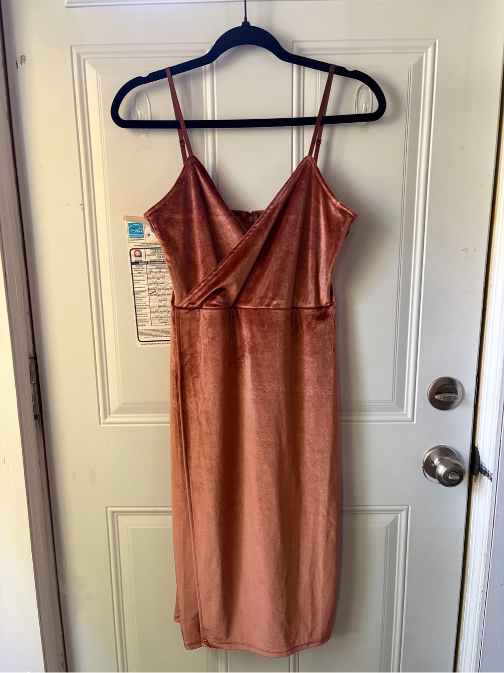 Lulus "Deep Copper" Velvet Faux-Wrap Midi Dress